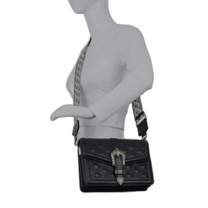 Cavalli Class NWT Women's Black Matera Diamond Quilt Flap Crossbody Bag. - Picture 1 of 11