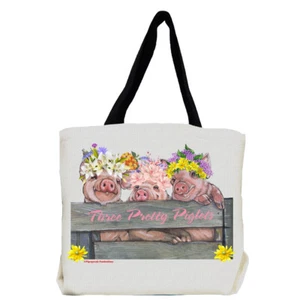 Piglets Farm with Flowers Tote Bag - Picture 1 of 1