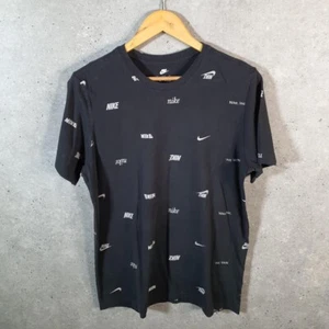 Vintage Nike Club All Over Print AOP T-Shirt Herren Medium schwarz Swoosh sportlich - Bild 1 von 8