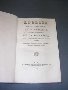 Rare Fleuve Durance Billard E. projet aménagement d'un canal de la Durance 1827 - Imagen 1 de 5