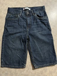 Levi 505 Regular Jean Shorts Youth Boy’s Size 14 Waist 27” Blue Denim 5-Pockets - Picture 1 of 4