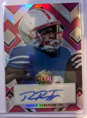 2022 LEAF METAL DRAFT PRISMATIC PINK AUTO REGGIE ROBERSON JR. 13/20 - Image 1 of 2