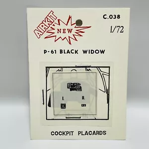 Cartel de cabina Airkit de colección para cabina P-61 Black Widow escala 1/72 C.038 - NUEVO - Imagen 1 de 2