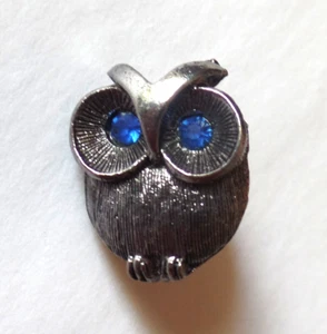 Vintage EULE silberfarben mit blauen Strass Augen Krawattennadel - Bild 1 von 5