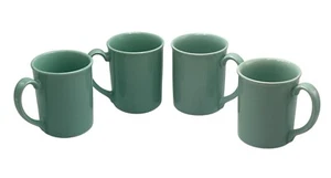Set Of 4 Corning Aqua Green Ceramic Coffee Mugs 8 Oz Vintage Made In USA READ - Picture 1 of 12