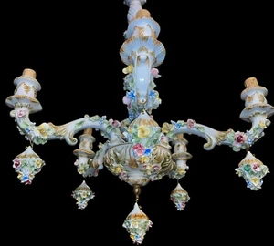 Imponente lampadario capodimonte barocco veneziano timbrato - Imagen 1 de 10