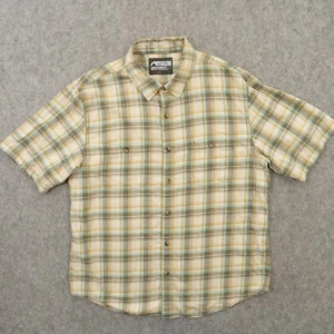 Mountain Khakis Shirt Mens Large Beige Plaid Button Up Short Sleeve Casual Cotto - Picture 1 of 12