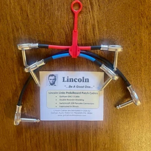LINCOLN LINKS Right Angle  1/4" TS Pedal Board Patch Cables - (3) Pack 6" & 12" - Picture 1 of 2
