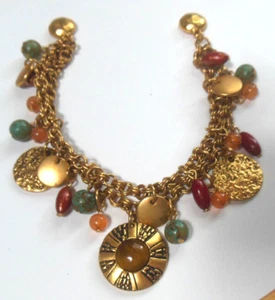 Chico's Double Strand Gold-tone Multicolor Charm Bracelet Magnetic Closure 7.5" - Picture 1 of 3