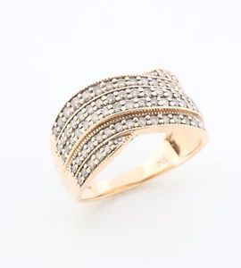 Solid 10ct Gold Diamond Cluster Wide Curved Michael Hill Dress Ring - 0.82ct TDW - Picture 1 of 7