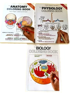 3 Lot UNUSED Science Textbook COLORING BOOKS Biology PHYSIOLOGY Anatomy - Picture 1 of 12