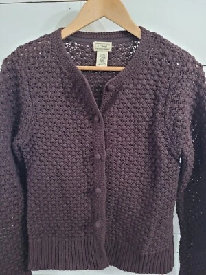 Vtg LL Bean Button Cardigan Sweater Size M Brown Angora Wool Popcorn Bobble Knit - Image 1 of 4
