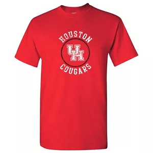 University of Houston Cougars Distressed Circle Logo T-Shirt - Red - Picture 1 of 7