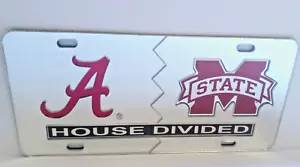 ALABAMA / MISSISSIPPI STATE Mirrored House Divided License Plate/Tag - Picture 1 of 1
