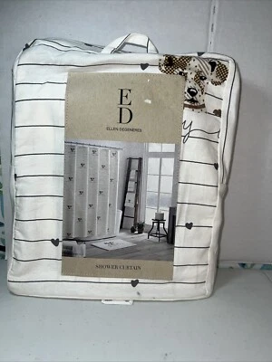 Cortina de ducha Ellen DeGeneres Puppy Love perro 72x72 corazones escritura microfibra Foto 1 de 4