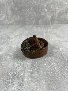 Diesel Vintage Avant Garde Buckle Pattern Western Brown Belt 90 cm - Picture 1 of 11