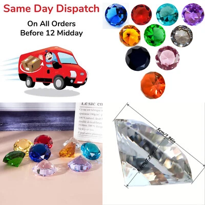 50mm Crystal Diamond Shaped Glass Paperweights Bridal Favours Decoration Home - Image 1 of 4