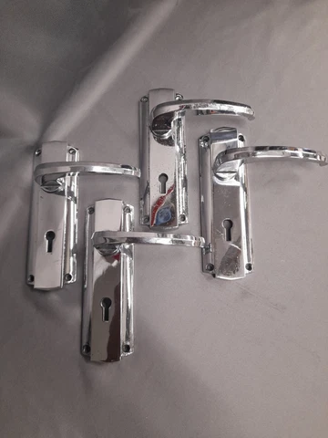 4 CHROME SPRUNG DECO DOOR HANDLES RECLAIMED YALE RETRO Cover