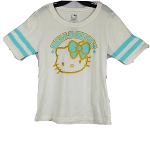 Hello Kitty Schleife Kurzarm bezaubernd T-Shirt 100% Baumwolle Mädchen L 11/13 weiß - Bild 1 von 4
