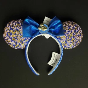 2021 Disney Parks WDW Annual Passholder Blue Sequined Minnie Mouse Bow Ears NEW - Bild 1 von 2