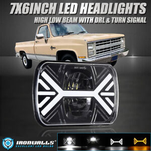 For Chevrolet C10 C20 C30 K10 1PC 7x6" LED Headlight Hi/Lo Beam DRL Turn Signal
