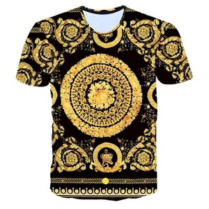 Men's Summer Striped Letter Print Short-sleeved Cotton T-shirt Casual Round Neck - Picture 1 of 28