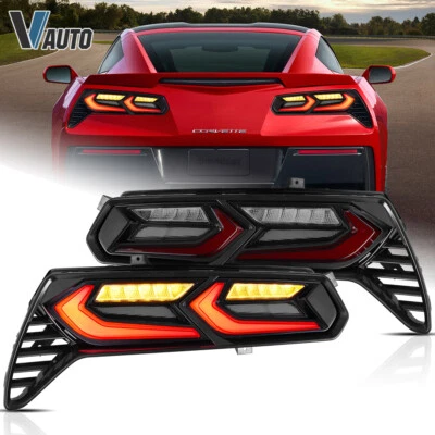 Conjunto de lanternas traseiras de lente transparente LED para Chevrolet Corvette C7 VLAND 2014-2019 - Imagem 1 de 4