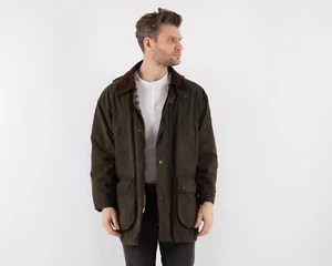 00s Herren Wachs Canvas Jagd Feld Jacke Kapuze Braun Oilskin Wachs Mantel Gr. XL - Bild 1 von 5