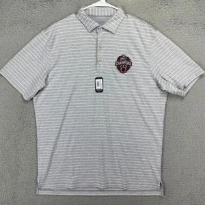 Newton Georgia Bulldogs Polo Shirt Men Large Grey Striped Football Johnnie-O NEW - Picture 1 of 9