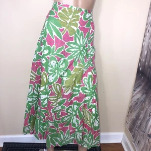 Ruby rd. white multi color floral polcka dot print back zipper maxi skirt 22 Gre - Picture 1 of 8