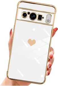 Google Pixel 8 Pro Case Luxury Plating Love Heart Soft TPU KANGHAR Case - Picture 1 of 5