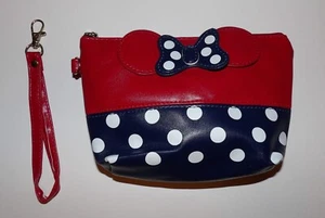 Mini Purse for Girls Zipper Closure - Red/Blue with White Polka Dots NNT - Picture 1 of 4