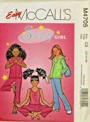 McCall's 4705 Sassy Girls Jacket Vest Top Pants & Bag Sewing Pattern 12-14-16 - Image 1 of 2