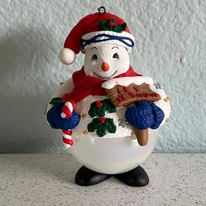 CWC Traditions Collectible Glass Ball Ornament Snowman Sweater Let It Snow Sign - Picture 1 of 7