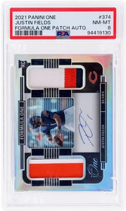 2021 Panini One Justin Fields Formula One Patch Auto #374 /30 PSA 8 Rookie RC - Picture 1 of 2