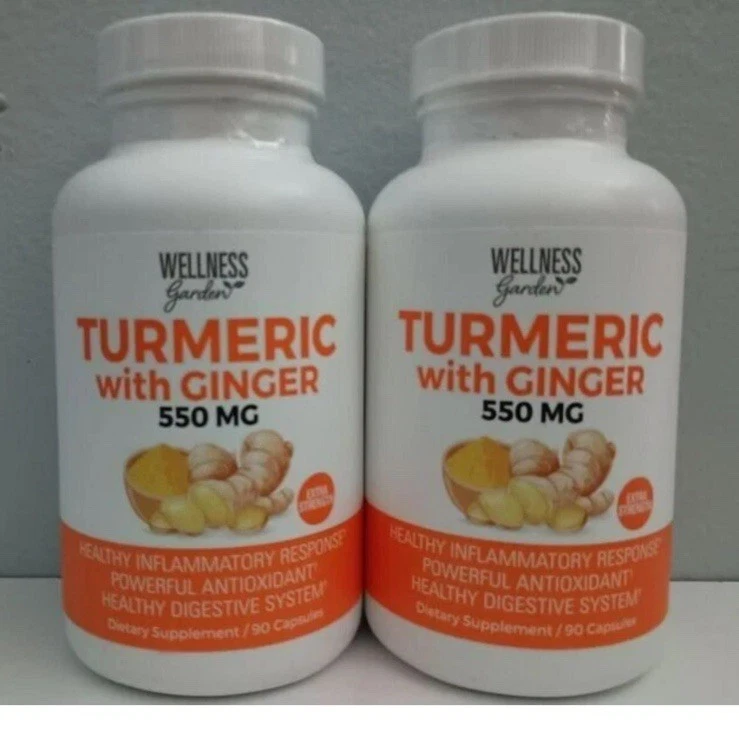 2 botellas Cúrcuma Jengibre: Digestivo, Peso, Piel: Wellness Garden Total 180 tapa Foto 1 de 4