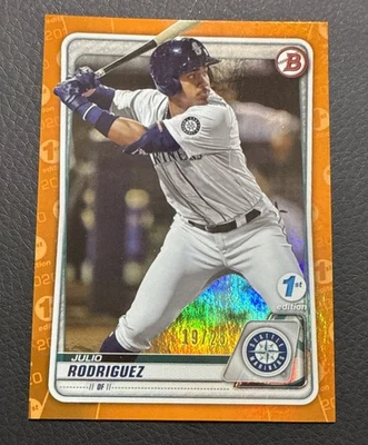 2020 Bowman 1st Edition - JULIO RODRIGUEZ - Orange /25 BFE-19 Mariners - Image 1 of 2