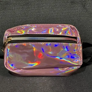 Marsupio rosa olografico senza marca con 2 tasche con cerniera - Foto 1 di 5