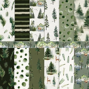 24 Sheets Forest Elk Pattern Paper, 12" X 12" Patterned Cardstock Paper Scrapboo - Picture 1 of 9