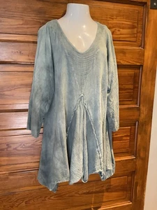Oh My Gauze Womens Sage Shark Bite Long Tunic Top Shirt Size 1X 2X - Picture 1 of 9