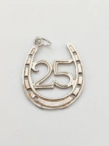 Vintage 925 Sterling Silber Glück 25 Hufeisen Charm Anhänger  - Bild 1 von 3