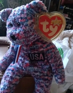Ty Beanie Baby USA Bear 2000 Proud To Be American. Tag Errors Rare, Retired.MWMT - Picture 1 of 4