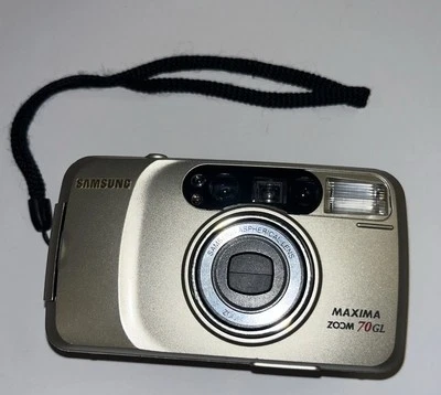 Cámara apuntar y disparar Samsung Máxima Zoom 70GL 35mm de colección PROBADA con correa-dorada Foto 1 de 4