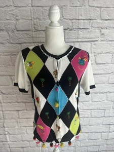Berek 2 By Takako Sakon Women’s Artsy Embellished Preppy Cardigan Size Small  - Picture 1 of 16