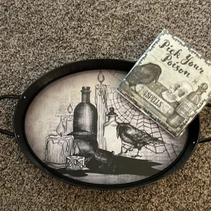 Greenbrier International schwarz Serviertablett und Servietten - Neu mit Etikett - Bild 1 von 5