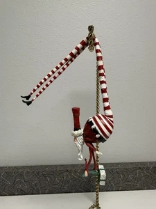Patience Brewster Krinkle Long Leg Stripe Stocking Dangling Santa Ornament - Picture 1 of 7