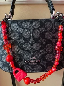 Handmade Red Purse Gummy Bears Beaded Accessory Bag Charm Chain 16” Long - Picture 1 of 6