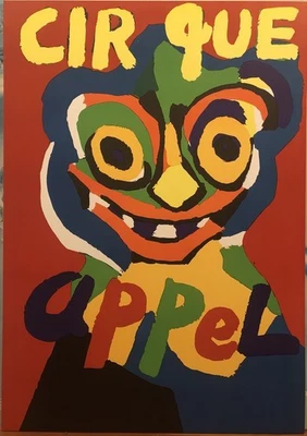 Placa pôster vintage 1970 KAREL APPEL litografia colorida CIRQUE impressão ARTE 23x33” - Imagem 1 de 4