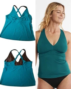 Camiseta de natación Title Nine Better Tankini para mujer Deep Lagoon inalámbrica comodidad L (B/C) - Imagen 1 de 10