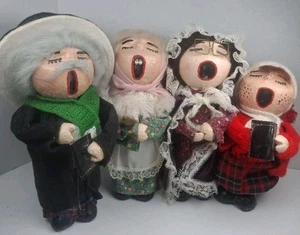 Set 4 Vintage Paper Mache Soda & Beer Bottle Figures Christmas Carolers Folk Art - Picture 1 of 11